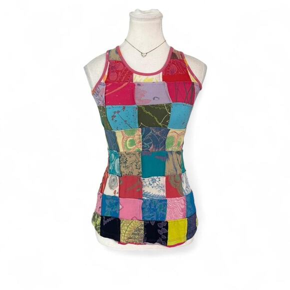 Juana de Arco Tops - Juana de Arco Y2K 2000s patchwork artsy tank  top floral abstract designs size m